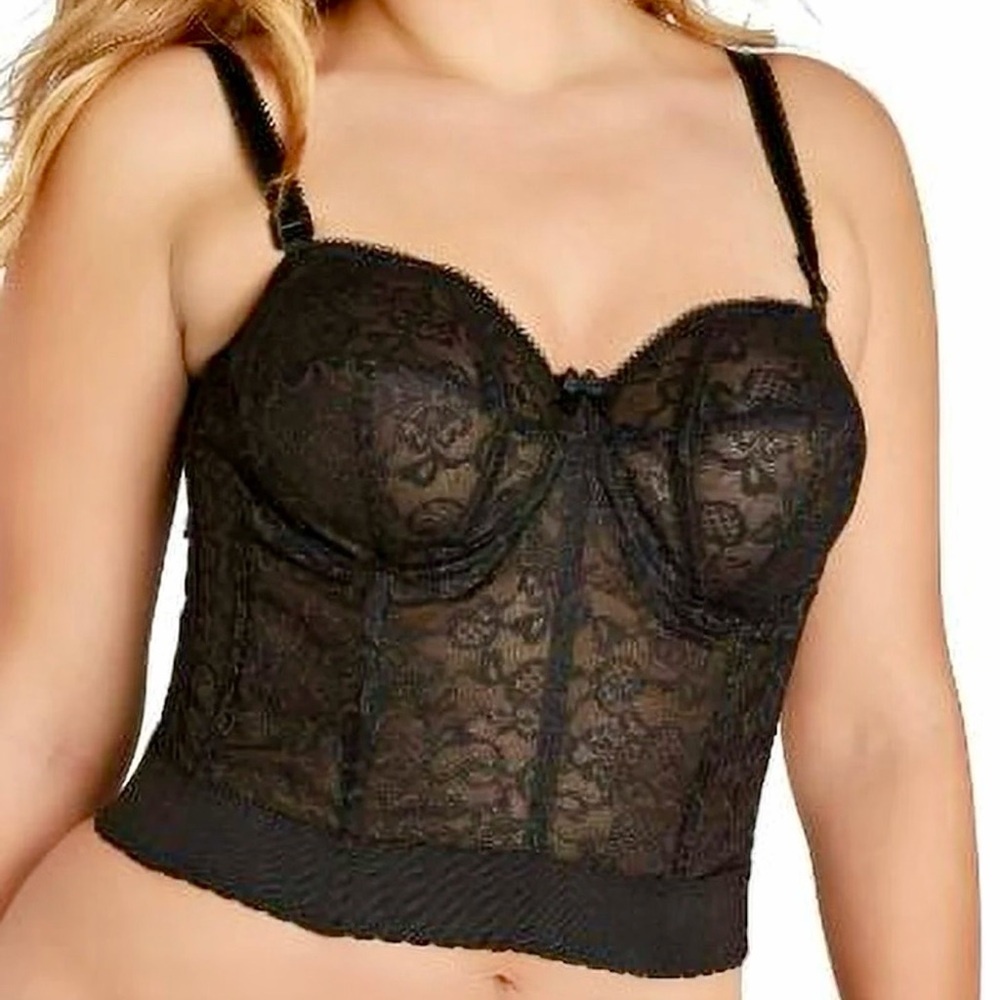 NWT Goddess Black Lace Strapless Bustier Bra #GD0689 with Optional Straps Sz 44C - Picture 2 of 12